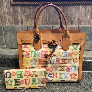 Dooney & Bourke ALTO Leather & Coated Canvas Y2K Doddle Graffiti Tote&Wallet